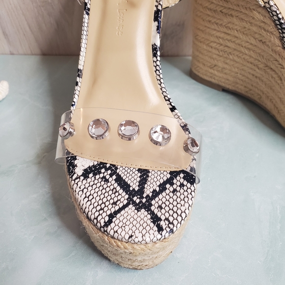 NEW Black White Snake Print Espadrille Wed… - Picture 6 of 10
